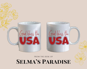 God Bless USA Coffee Mug: Personalized Patriotic Gift, 15oz Ceramic