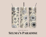 Flower Design 20oz Stainless Steel Tumblers - Personalized Sublimation Print, Custom Tumblers for Gifts & Occasions