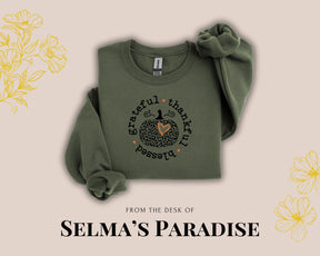 Fall Sweatshirt Unisex Grateful Thankful Blessed Pumpkin Coffee Graphic Pullover Cozy Autumn Top