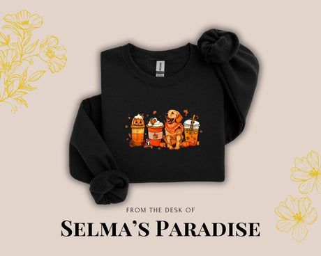 Pumpkin Spice Coffee Dog Sweatshirt: Unisex Fall Pullover