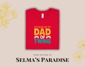 Dad of Twins, T-Shirt, Graphic Tee for Fathers, New Twin Dads, Short Sleeve, Casual Holiday or Birthday Gift