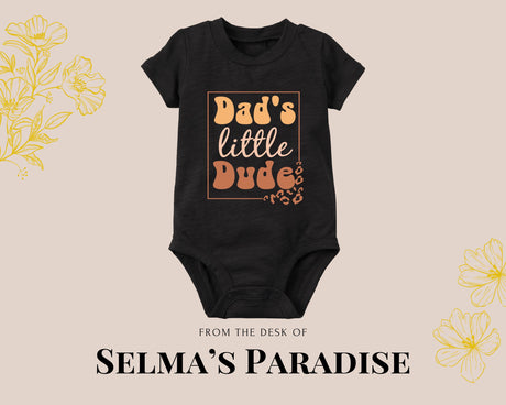 Dad's Little Dude Onesie, Personalized Bodysuit, Custom Text Baby Onesie, Baby Shower Gift, Unisex Onesie, Bodysuit Design, Baby Unisex Gift
