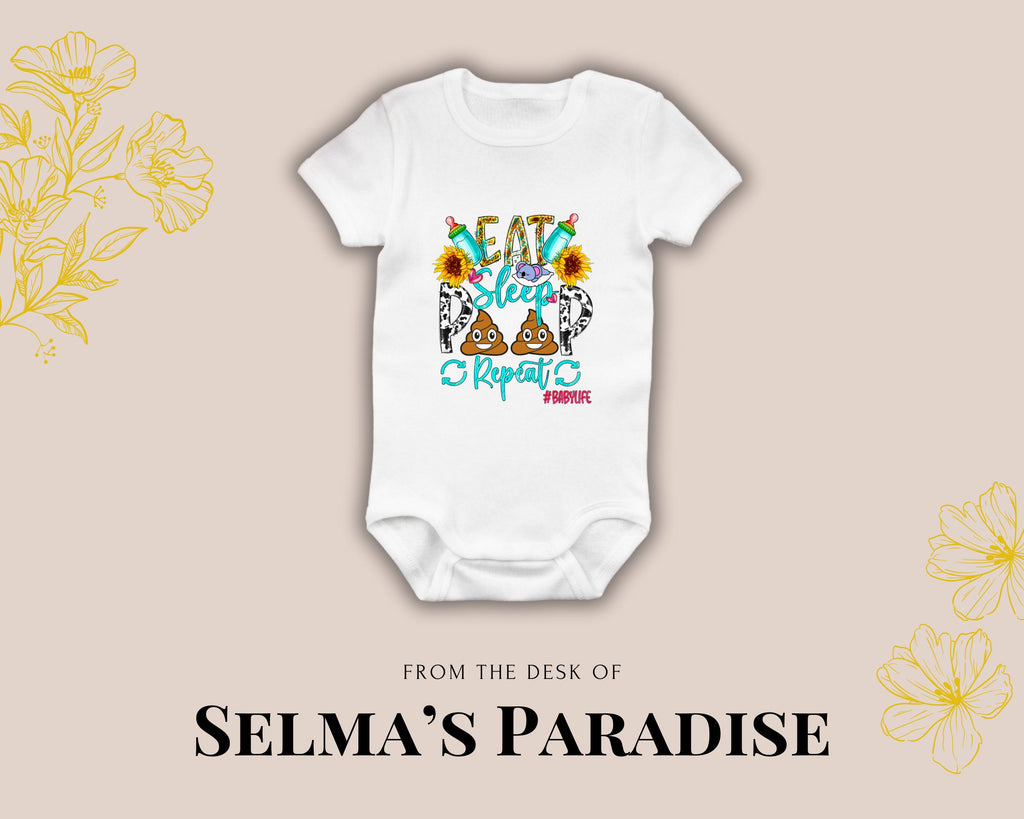 Eat Sleep Repeat Onesie Design, Personalized Bodysuit, Baby Shower Gift, Trendy Onesie, Custom Baby Onesie, Baby Onesies, Bodysuit Design