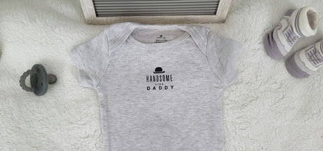 handsome like daddy design onesie 6 month baby boy gray onesie cute design baby bodysuit trendy style baby boy bodysuit baby shower gift.jpg