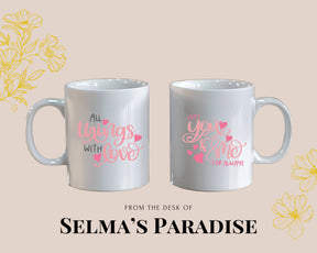 Gold Trim Personalized Mugs, Valentine Coffee Lover, Sublimation Designs Valentines Day Gift, Ceramic Customizable Mug