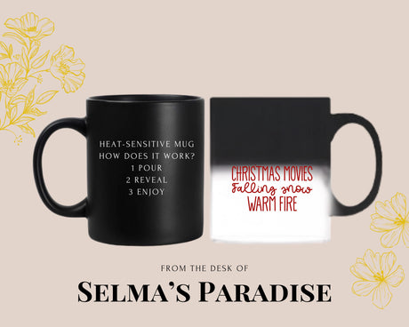Cocoa Christmas Movies Warm Fire Print Mug, Coffee Ceramic, Design, Kitchen Decor Holiday