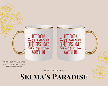 Cocoa Christmas Movies Warm Fire Print Mug, Coffee Ceramic, Design, Kitchen Decor Holiday