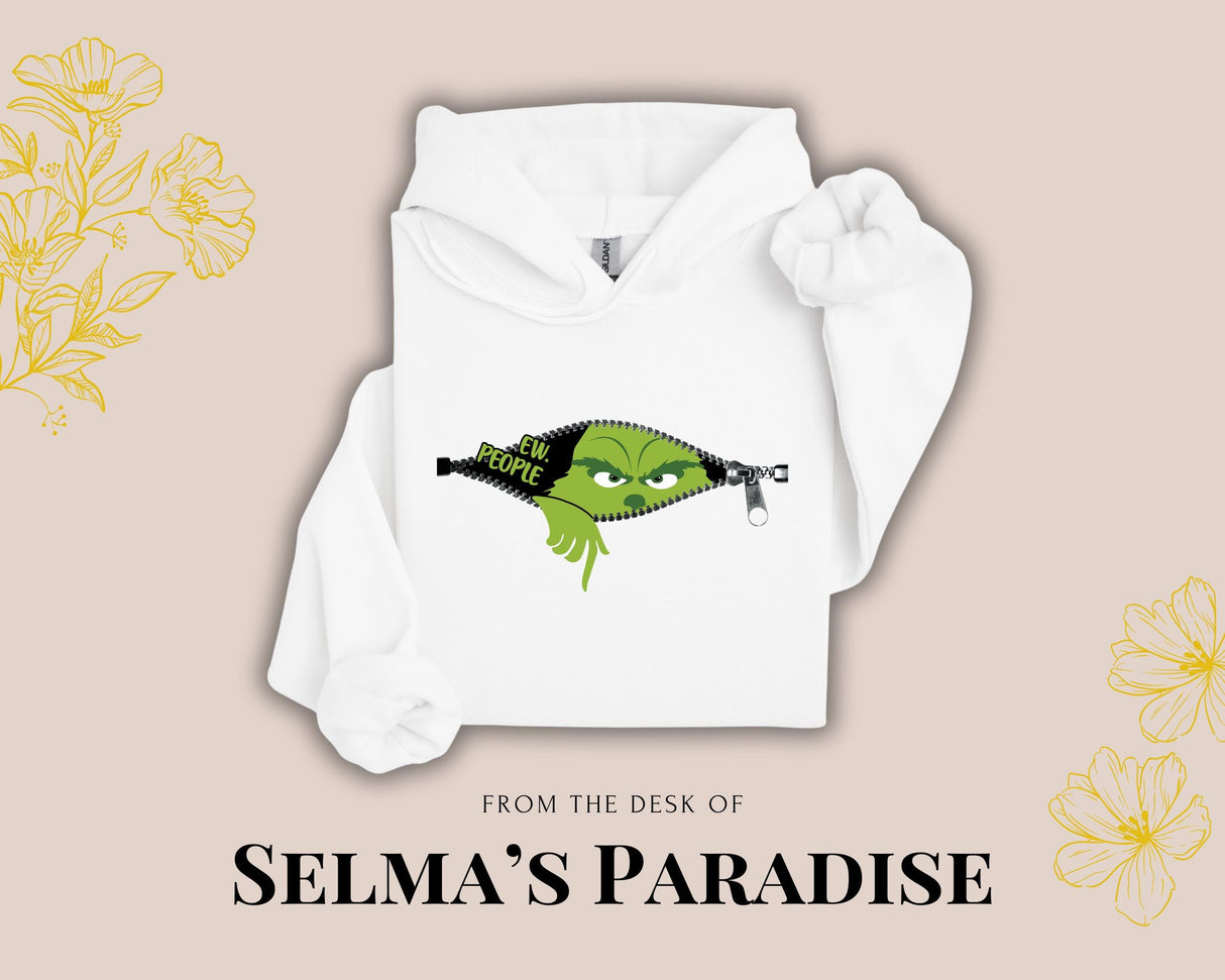 Eww People Grinch Design, White Hoodie, Christmas Design, Unisex Hoodie