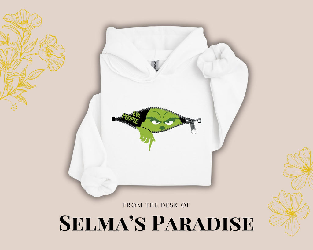 Eww People Grinch Design, White Hoodie, Christmas Design, Unisex Hoodie