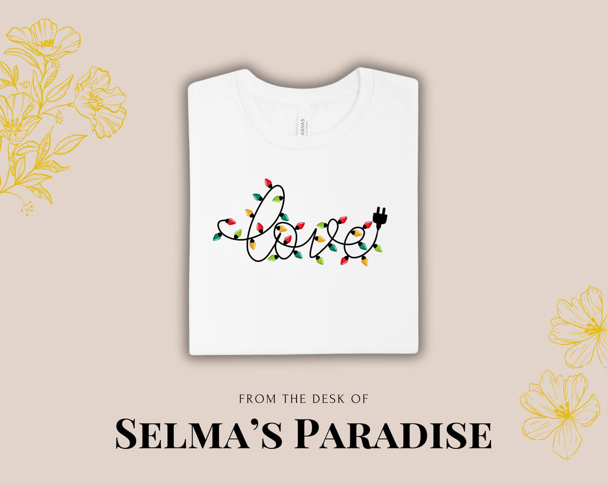 Love Design T-Shirt, Short Sleeve Tee, Graphics Printed Trendy Holiday, Custom Christmas