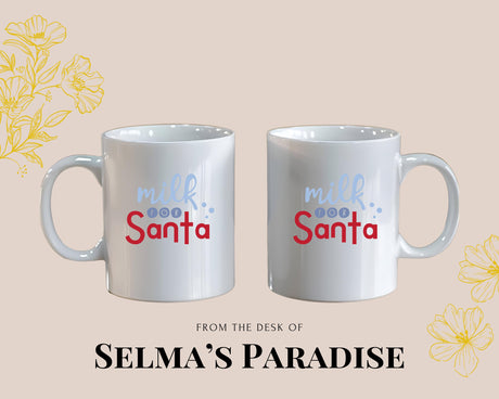 Milk for Santa, Christmas Design, Personalized Coffee Ceramic, Handmade, Mug Gift, Custom Kitchen Decor