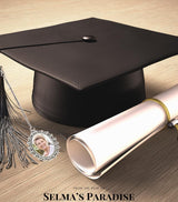 Graduation Cap Photo Charm Set 4 Pcs Oval Sublimation Tassel Charms for Class of 2025, DIY Picture Keepsake for Gown, Ceremony