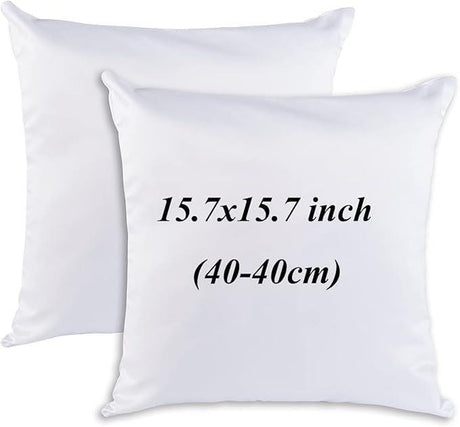 White Pillow Cover – 15.7x15.7in (40x40cm) Blank Burlap Cushion Case for DIY Sublimation, Embroidery, or Vinyl