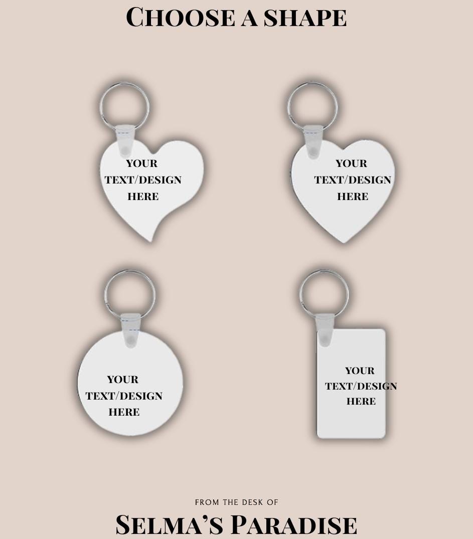 Blank MDF Key-chain Double-Sided Sublimation Key-chains with Key Rings for Custom Gifts & Crafts (Square, Rectangle, Round, Heart)