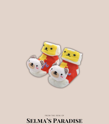 Character Socks for Babies and Toddlers, Animal Face Cotton Anti-Slip Grip, Baby Shower Gift Coming Home Outfit