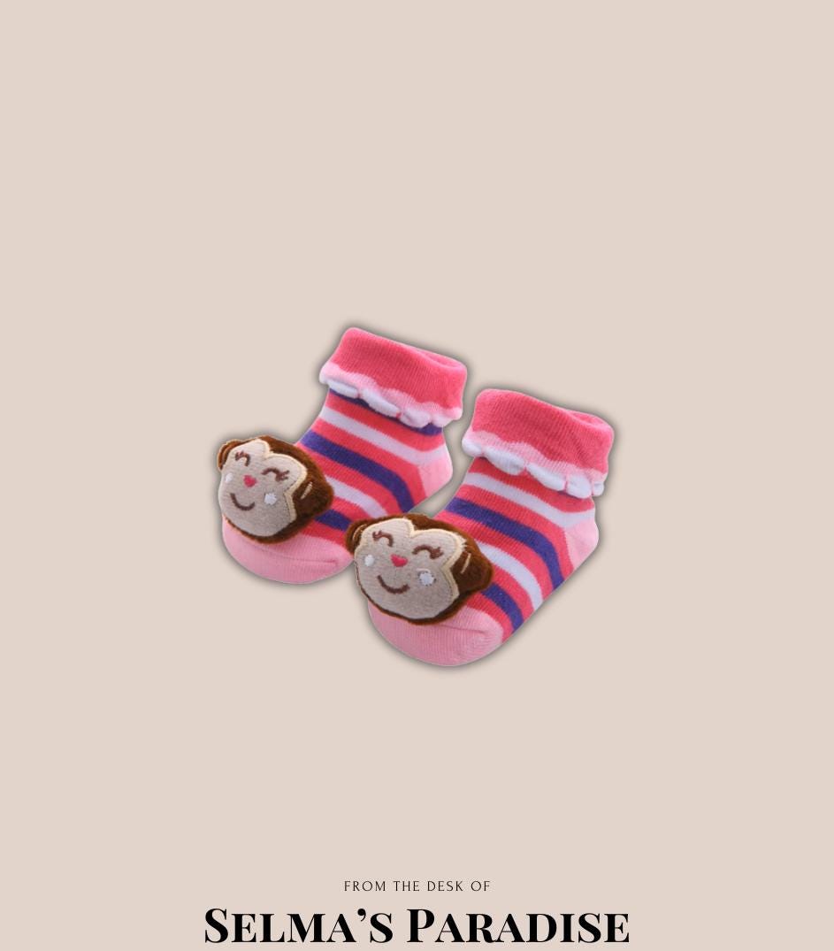 Animal Face Baby Socks: Cotton Anti-Slip Grip, Newborn to 6 Months