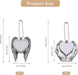 Blank Angel Wing Heart Pendant Car Rear-view Mirror Charm, Heat Transfer Pendant Blank for Personalized Gifts & Memorial Keepsakes