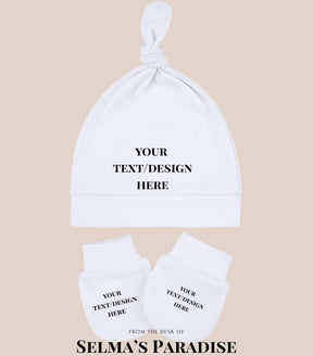 Baby Hat & Mittens Set – White Sublimation Blanks for Newborns (0–4 Months), Infant Beanie and Gloves Set for Personalization (2 Sets)
