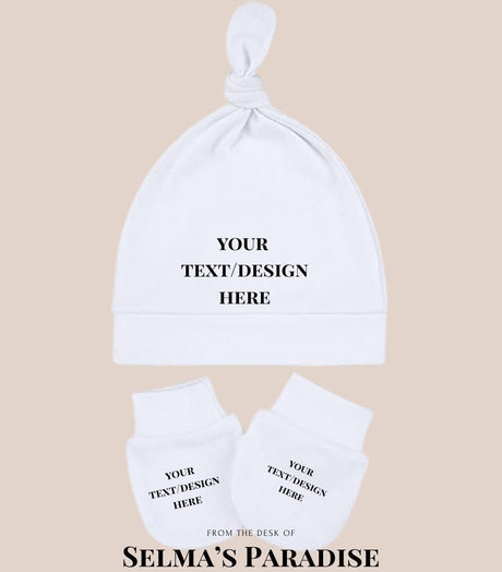 Baby Hat & Mittens Set – White Sublimation Blanks for Newborns (0–4 Months), Infant Beanie and Gloves Set for Personalization (2 Sets)