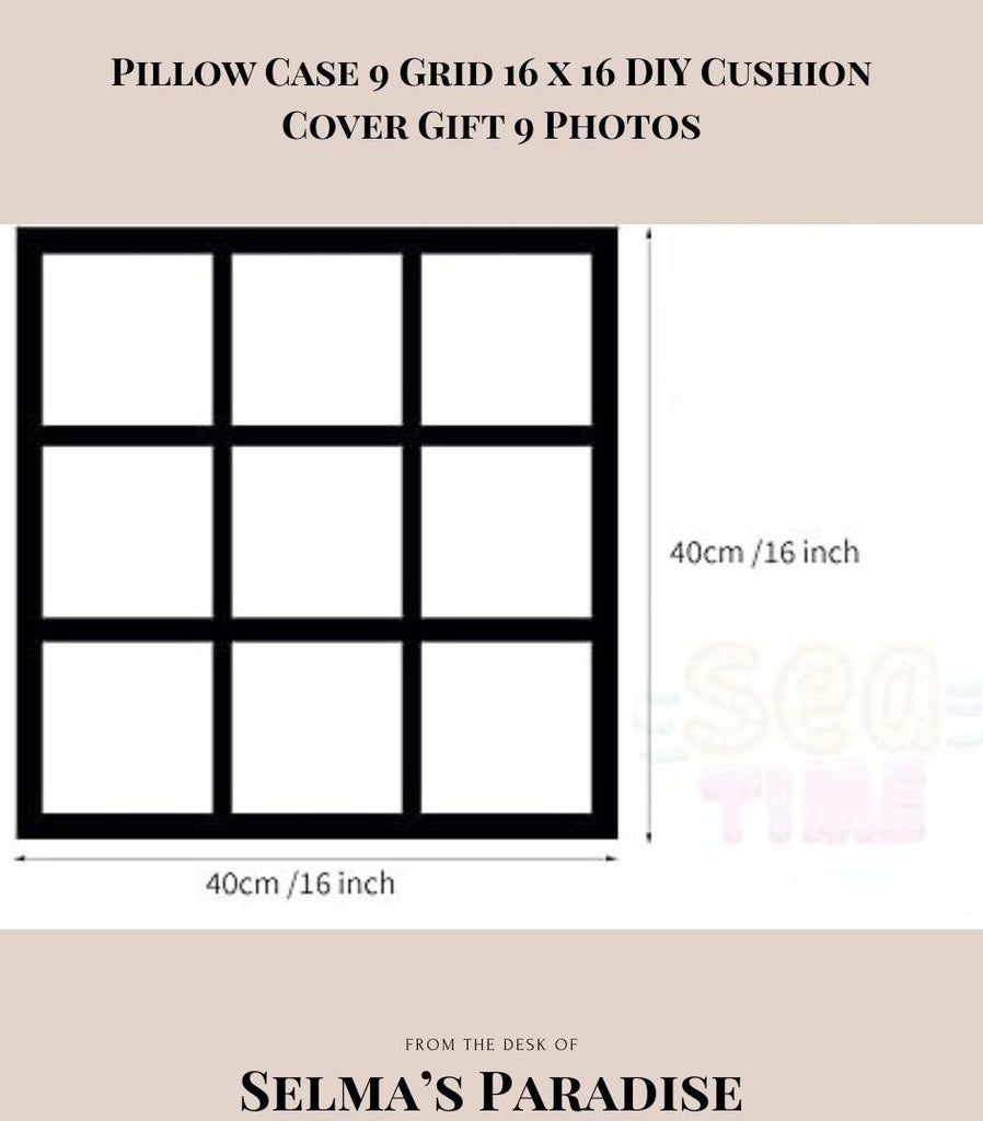 Custom 9-Grid Photo Pillow Case – 16x16 Black Polyester Cushion Cover, Personalized for Family, Christmas, or Home Décor (No Insert)