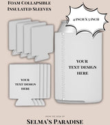 Can Coolers – Foam Collapsible Insulated Sleeves for Beer, Soda and Water Bottles Vinyl Blanks for, Parties and Wedding Favors