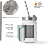 17oz Sublimation Mason Jar Tumbler – White Stainless Steel Wide Mouth Mug with Lid & Metal Straw | PYD Life Blanks