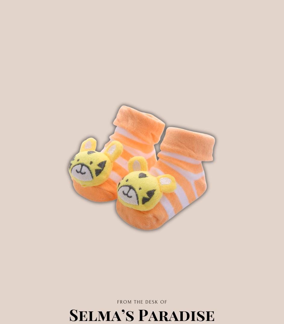 Character Socks for Babies and Toddlers, Animal Face Cotton Anti-Slip Grip, Baby Shower Gift Coming Home Outfit