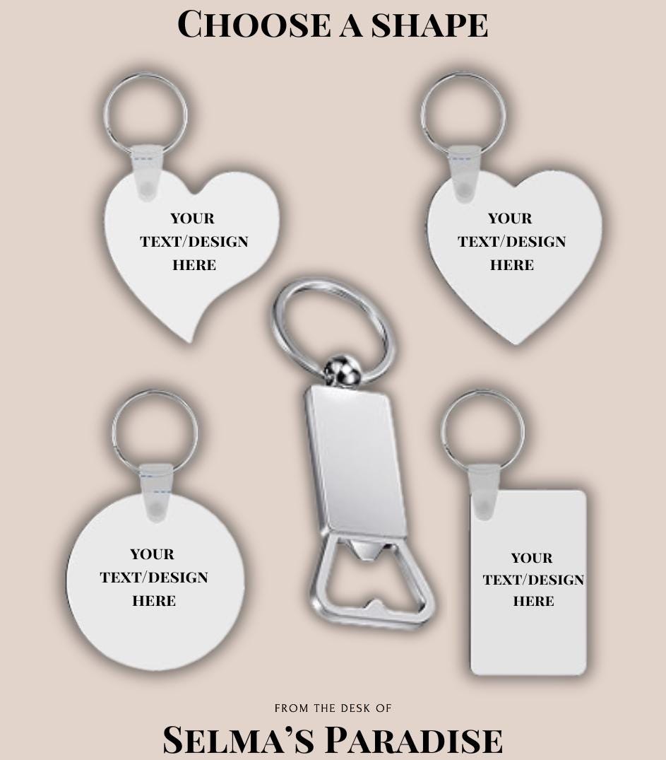Blank MDF Key-chain Double-Sided Sublimation Key-chains with Key Rings for Custom Gifts & Crafts (Square, Rectangle, Round, Heart)