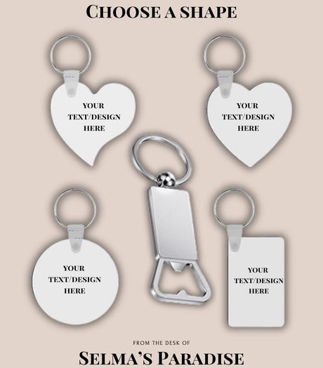 Blank MDF Key-chain Double-Sided Sublimation Key-chains with Key Rings for Custom Gifts & Crafts (Square, Rectangle, Round, Heart)