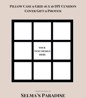 Custom 9-Photo Pillow Case: Personalized Family Keepsake (16x16, No Insert)