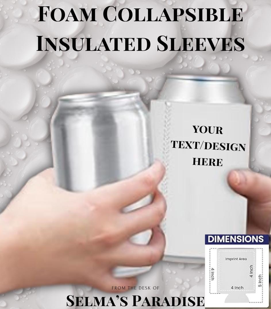 Can Coolers – Foam Collapsible Insulated Sleeves for Beer, Soda and Water Bottles Vinyl Blanks for, Parties and Wedding Favors
