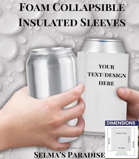 Can Coolers – Foam Collapsible Insulated Sleeves for Beer, Soda and Water Bottles Vinyl Blanks for, Parties and Wedding Favors