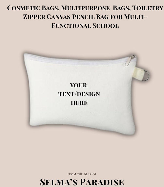 Blank Canvas Cosmetic Bags – Zipper Pouch, Vinyl & Heat Transfer | Multipurpose Makeup, Pencil, or Travel Toiletry Bag Blanks