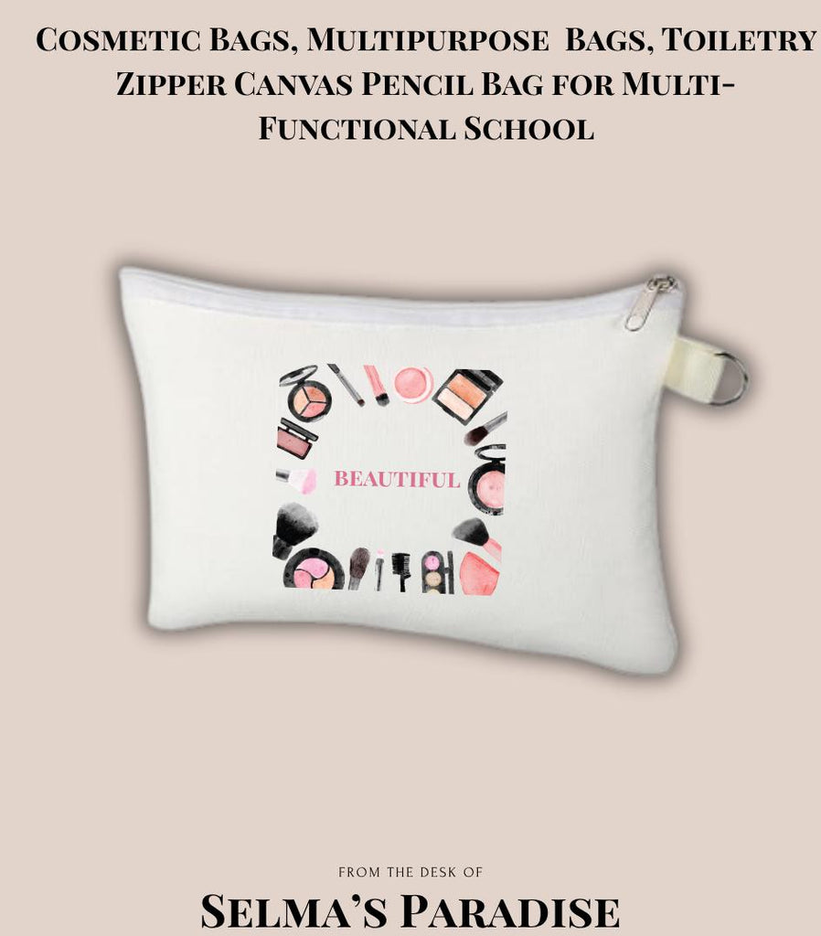 Blank Canvas Cosmetic Bags – Zipper Pouch, Vinyl & Heat Transfer | Multipurpose Makeup, Pencil, or Travel Toiletry Bag Blanks
