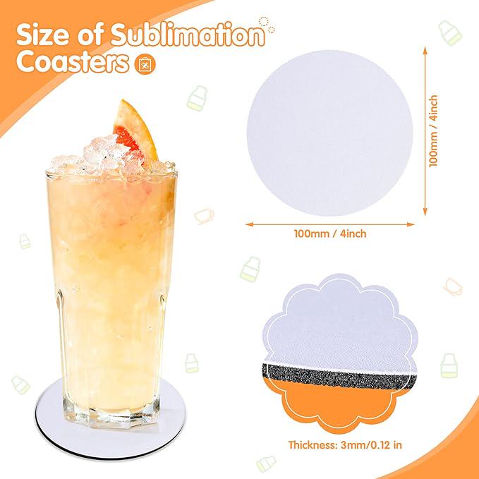 Blank Round Cup Mat – Rubber Sublimation Coaster for Heat Press Printing Drink Coaster Blanks for Personalized Gifts & Crafts
