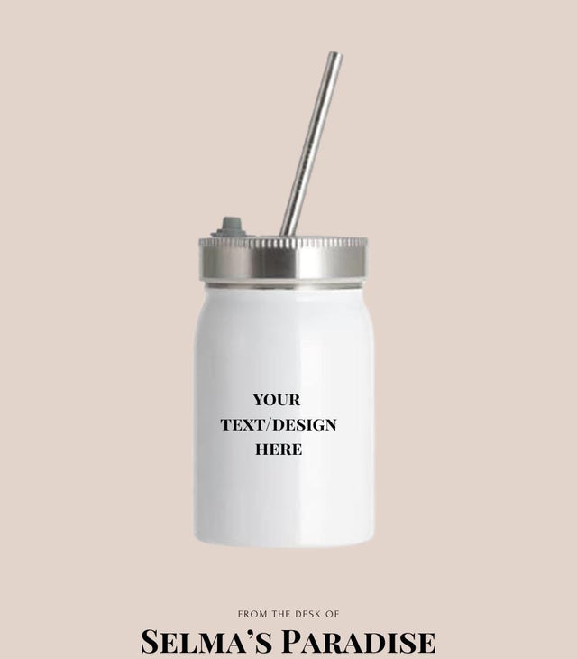 17oz Sublimation Mason Jar Tumbler – White Stainless Steel Wide Mouth Mug with Lid & Metal Straw | PYD Life Blanks