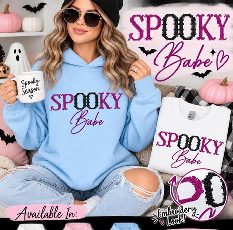 Spooky Babe Hoodie | Cute Halloween Sweatshirt | Girly Spooky Season Hoodie | Halloween Shirt for Women | Fall Graphic Hoodie