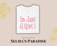 I'm Just a Girl Embroidered T-Shirt | Cute Pink Embroidery Tee | Girly Shirt for Women | Coquette Aesthetic Tee | Gift for Her