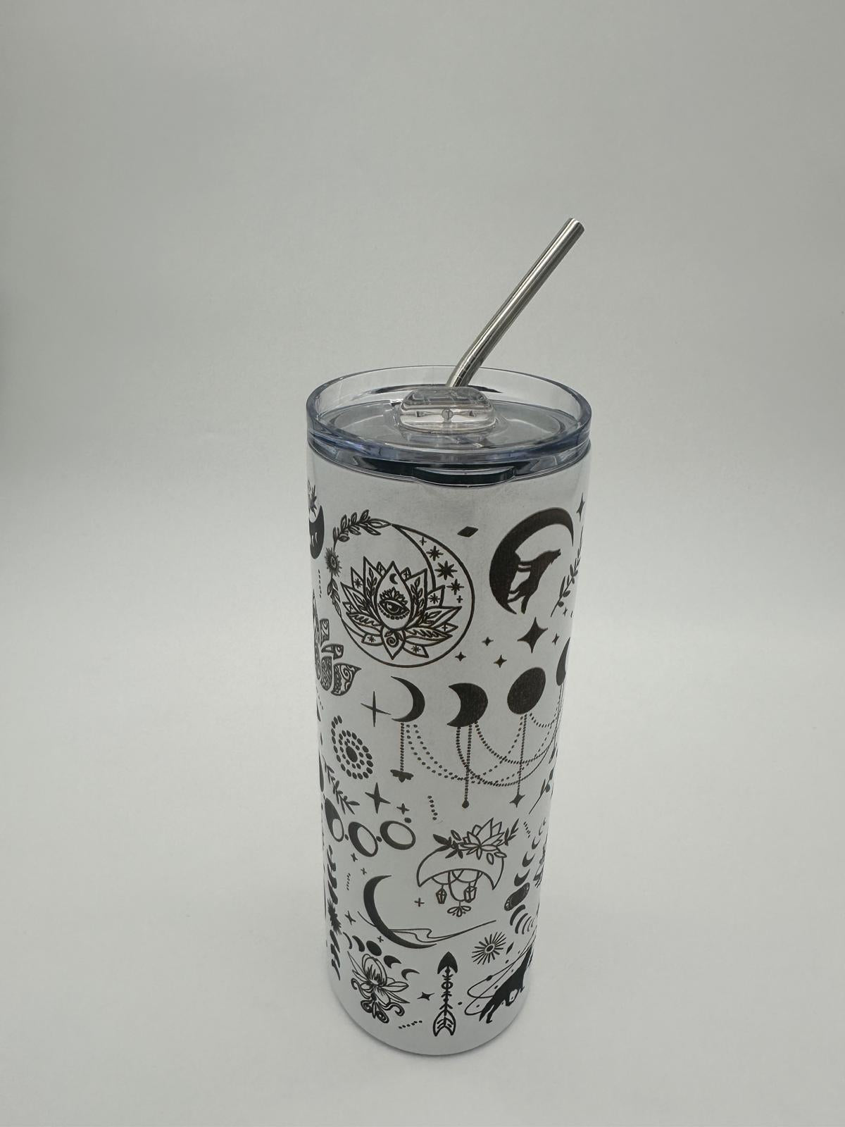 Celestial Moon Phase Tumbler | Mystical Lotus Travel Cup | Boho Spiritual Tumbler | Witchy Celestial Cup | Gift for Her