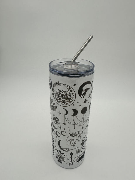 Celestial Moon Phase Tumbler | Mystical Lotus Travel Cup | Boho Spiritual Tumbler | Witchy Celestial Cup | Gift for Her