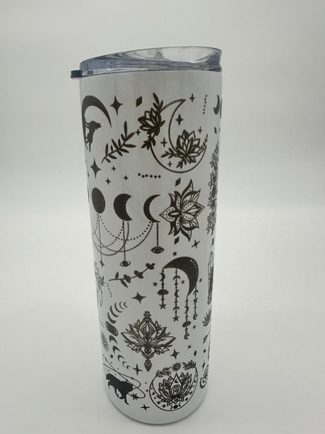 Celestial Moon Phase Tumbler | Mystical Lotus Travel Cup | Boho Spiritual Tumbler | Witchy Celestial Cup | Gift for Her