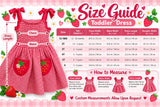 Strawberry Gingham Smocked Toddler Dress – Embroidered Pockets, Bow-Tie Straps