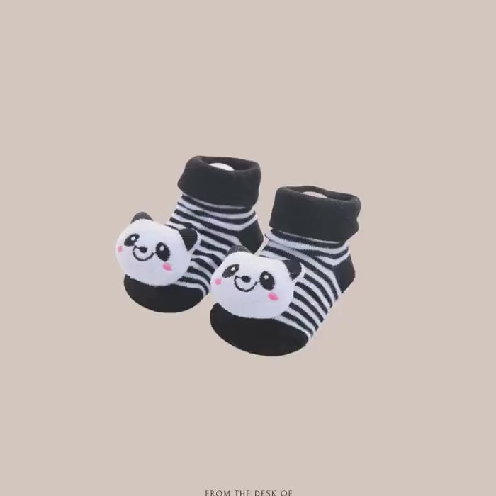 Character Socks for Babies and Toddlers, Animal Face Cotton Anti-Slip Grip, Baby Shower Gift Coming Home Outfit