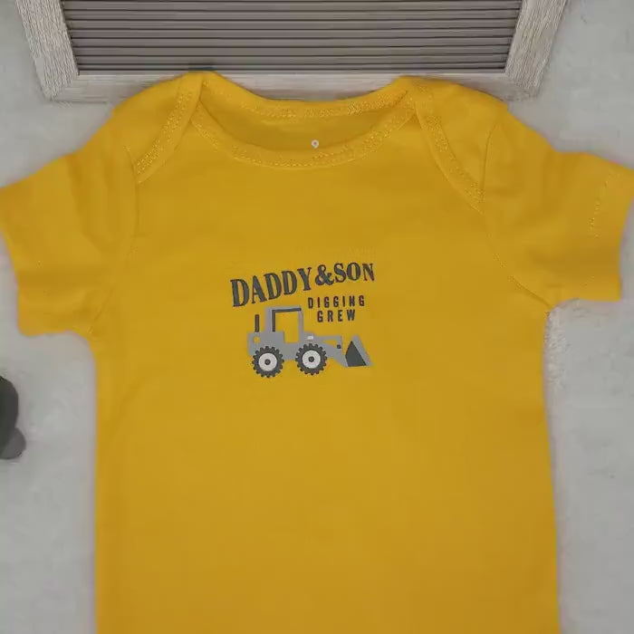 Daddy's Son Yellow Onesie: 9 Month Baby Boy Bodysuit