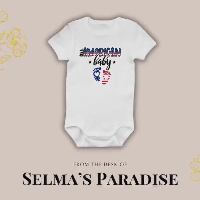 All-American Baby Onesie: Personalized Cotton Bodysuit