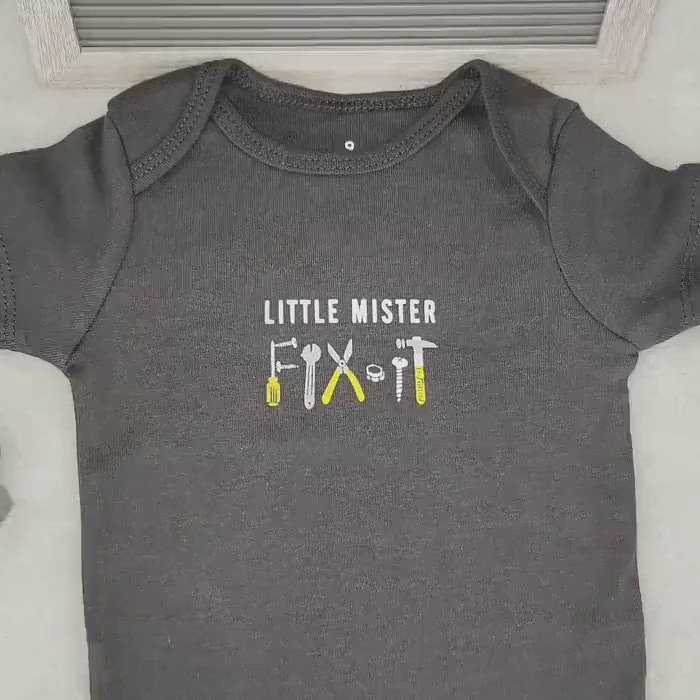 Little Mister Fix It Baby Onesie: Gray 9 Month Bodysuit