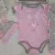 Baby Girl Pink Bunny Outfit: 100% Cotton Set