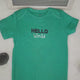 Hello World Baby Onesie, Green, Cotton, Bodysuit