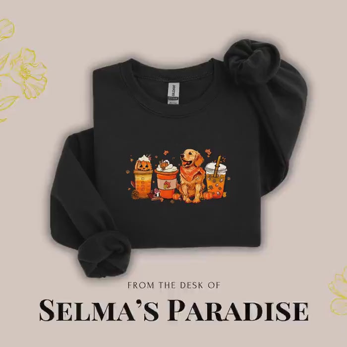 Pumpkin Spice Coffee Dog Sweatshirt: Unisex Fall Pullover