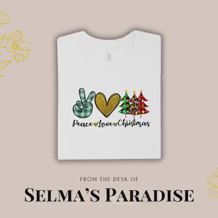 Peace Love Christmas Design , Short Sleeve Tee, Graphics Printed Holiday, Custom T-Shirt